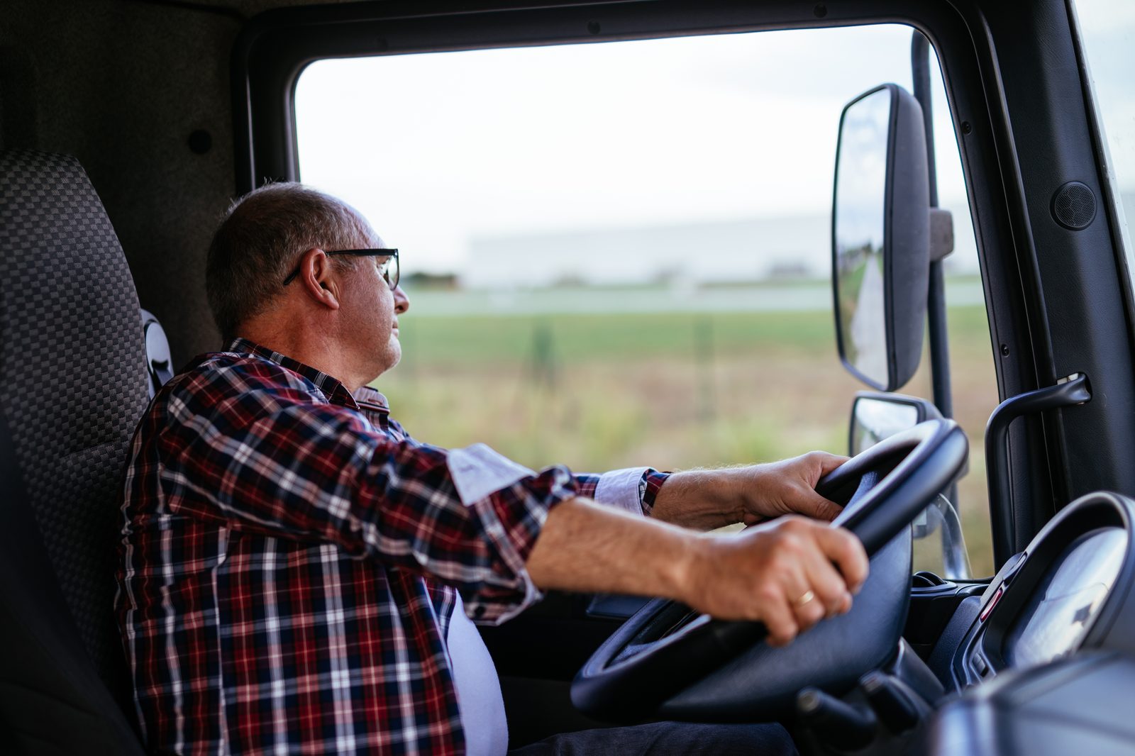 Commercial driver at the wheel of a truck